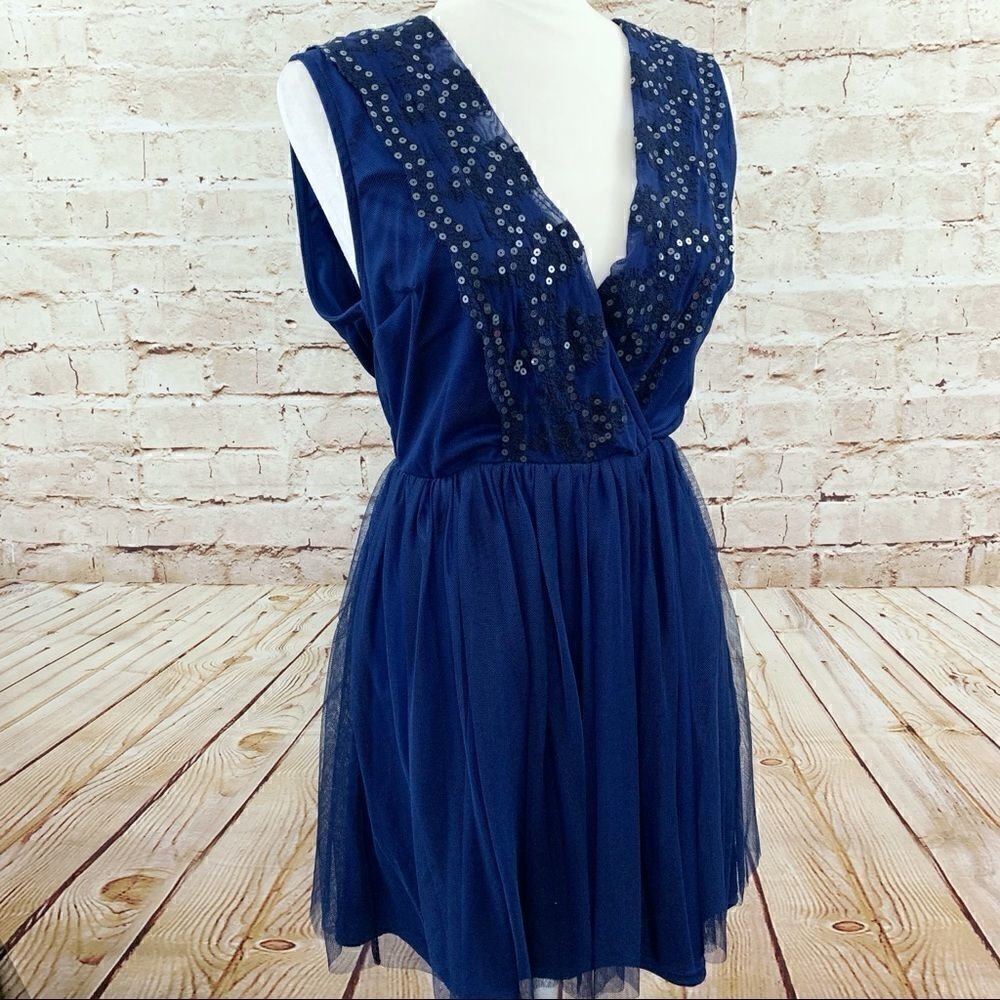 ASOS tulle sequin wrap party dress